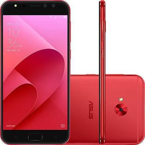 Smartphone Asus Zenfone 4 Selfie Pro Vermelho Dual Chip Tela 5.5" Snapdragon 64GB Câmera Traseira 16MP Dual Frontal 12MP + 5MP