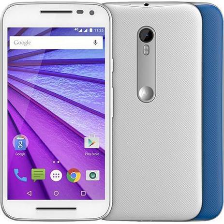 Smartphone Motorola Moto G 3ª Geração Colors, Dual Chip, Android 5.1, Tela HD 5", 16GB, 4G, Câmera 13MP, Processador Quad Core, Branco