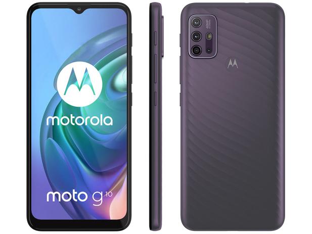 Smartphone Motorola Moto G10 64GB Cinza Aurora – 4G 4GB RAM Tela 6,5” Câm. Quádrupla + Selfie 8MP