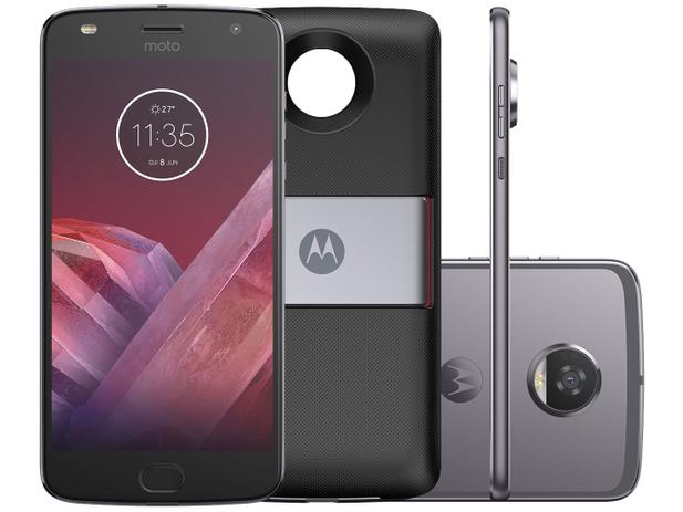 Smartphone Motorola Moto Z2 Play + Power Pack - TV Digital 64GB Platinum 4G 4GB RAM 5,5” Câm. 12MP