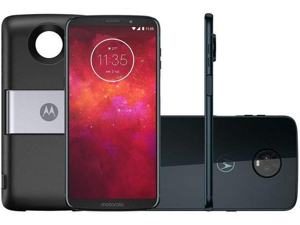 Smartphone Motorola Moto Z3 Play PowerPack & DTV - 64GB Índigo 4G 4GB RAM 6” Câm. Dupla + Selfie 8MP Menor preço em Smartphone Motorola Moto Z3 Play PowerPack & DTV - 64GB Índigo 4G 4GB RAM 6” Câm. Dupla + Selfie 8MP