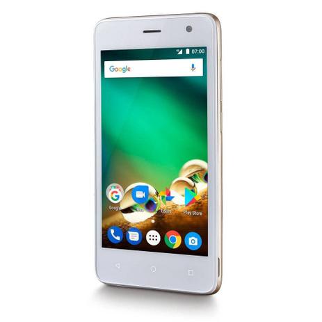 Smartphone Multilaser MS45 4G, Dual Chip, Android 7.0, Tela 4.5”, 8GB, Câmera 8MP - Dourado Menor preço em Smartphone Multilaser MS45 4G, Dual Chip, Android 7.0, Tela 4.5”, 8GB, Câmera 8MP - Dourado