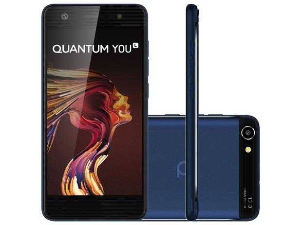 Smartphone Quantum You Light 32GB Azul Dual Chip - 4G Câm. 13MP + Frontal 8MP 5” HD Proc. Quad Core