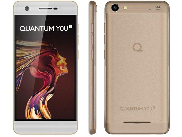 Smartphone Quantum You Light 32GB Dourado - Dual Chip 4G Câm. 13MP + Frontal 8MP 5” Quad Core