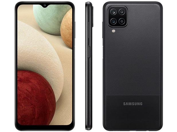 Smartphone Samsung Galaxy A12 64GB Preto 4G – 4GB RAM Tela 6,5” Câm. Quadrupla + Selfie 8MP
