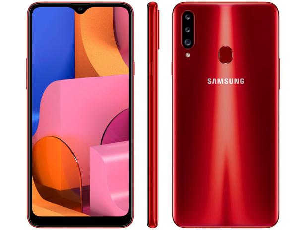 Smartphone Samsung Galaxy A20s 32GB Vermelho 4G - 3GB RAM Tela 6,5” Câm.  Tripla + Câm. Selfie 8MP - Galaxy A20 - Magazine Luiza