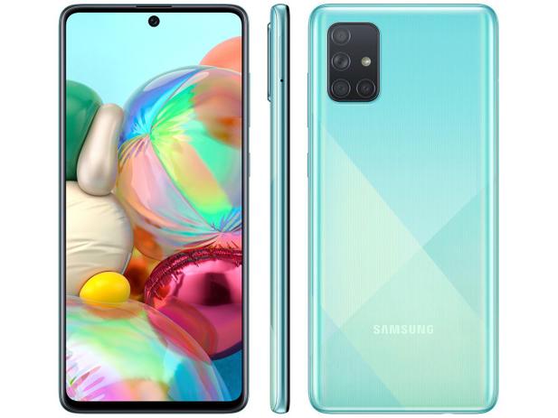 Smartphone Samsung Galaxy A71 128GB Azul 4G - 6GB RAM Tela 6,7” Câm. Quádrupla + Selfie 32MP
