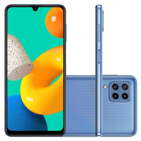 Smartphone Samsung Galaxy M32, 128GB, 6GB RAM, Câmera Quádrupla 64MP, Tela Infinita 6.4, Azul - SM-M325FLBRZTO Menor preço em Smartphone Samsung Galaxy M32, 128GB, 6GB RAM, Câmera Quádrupla 64MP, Tela Infinita 6.4, Azul - SM-M325FLBRZTO