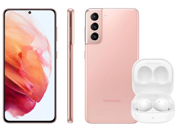 Smartphone Samsung Galaxy S21 128GB Rosa 5G - 8GB RAM + Fone de Ouvido Bluetooth  Galaxy Buds2 - Galaxy S21 - Magazine Luiza
