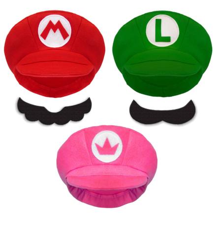 Sob Medida Boina / Chapéu/ Boné Super Mario Bros, Luigi e Peach c/ bigodes - Léle Artesanatos e Presentes Menor preço em Sob Medida Boina / Chapéu/ Boné Super Mario Bros, Luigi e Peach c/ bigodes - Léle Artesanatos e Presentes