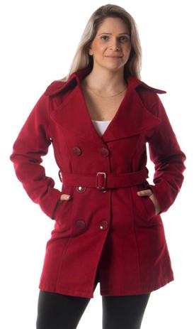 Sobretudo Feminino Vermelho Lã Batida Com Cinto - Lavanda e alecrim Menor preço em Sobretudo Feminino Vermelho Lã Batida Com Cinto - Lavanda e alecrim