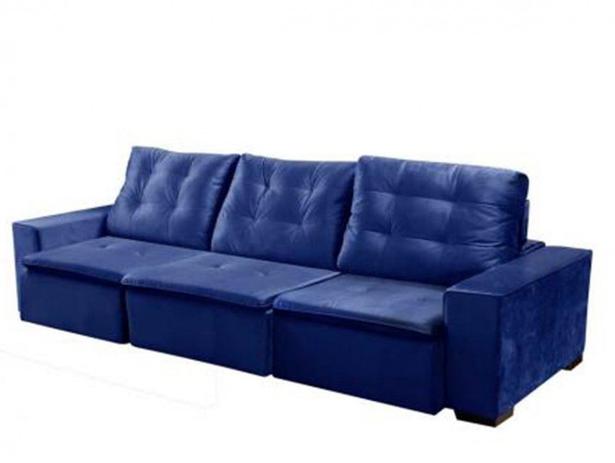 Sofá 03 Lugares Lexus 300 cm Azul Fratello Móveis - Sofás - Magazine Luiza