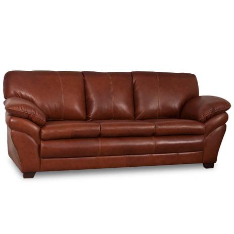 Sofa 3 Lugares Bradley Couro Marrom Mobly Sofas Magazine Luiza
