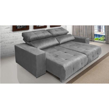 Sofá 3 Lugares Reclinável Retrátil New York Suede Cinza - Sofá Mix Menor preço em Sofá 3 Lugares Reclinável Retrátil New York Suede Cinza - Sofá Mix