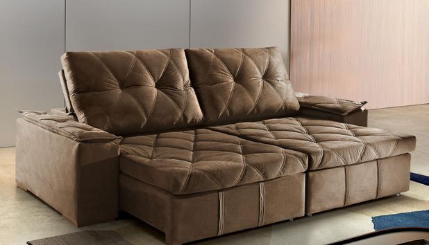 Sofá 3 Lugares Retrátil e Reclinável 2,10 mts California Suede Marrom Sofá Mix Menor preço em Sofá 3 Lugares Retrátil e Reclinável 2,10 mts California Suede Marrom Sofá Mix