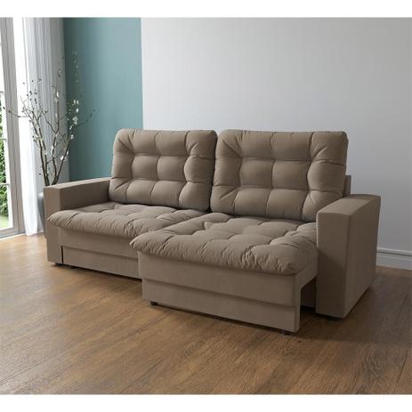 Sofá 3 Lugares Retrátil Lubeck Plush Suede Bege - Mobly