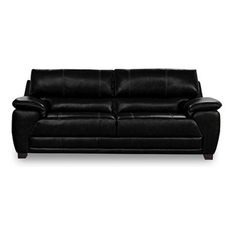 Sofá 3 Lugares Sidney Pés Madeira Couro Preto Mempra Sofás Sofá 3 Lugares Sidney Pés Madeira Couro Preto Mempra