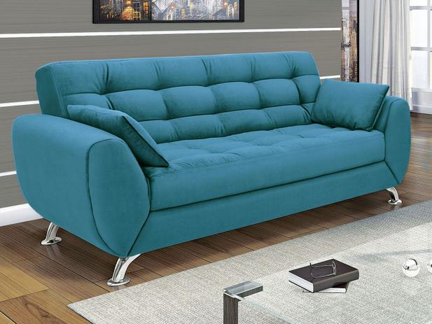 Sofá 3 Lugares Suede Larissa - Linoforte Menor preço em Sofá 3 Lugares Suede Larissa - Linoforte