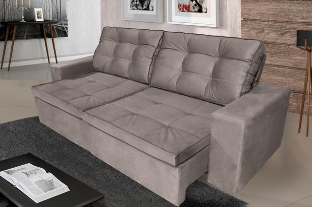 Sofá 4 Lugares Argos com Pillow Retrátil e Reclinável 2,30m Pena Camurça - Rifletti Estofados Menor preço em Sofá 4 Lugares Argos com Pillow Retrátil e Reclinável 2,30m Pena Camurça - Rifletti Estofados