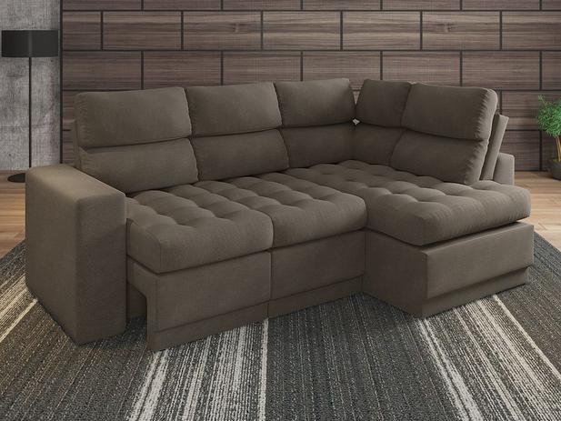 Menor preço em Sofá 4 Lugares Canto com Chaise Retrátil Miró Velosuede Marrom 2,16m (L) - Netsofas