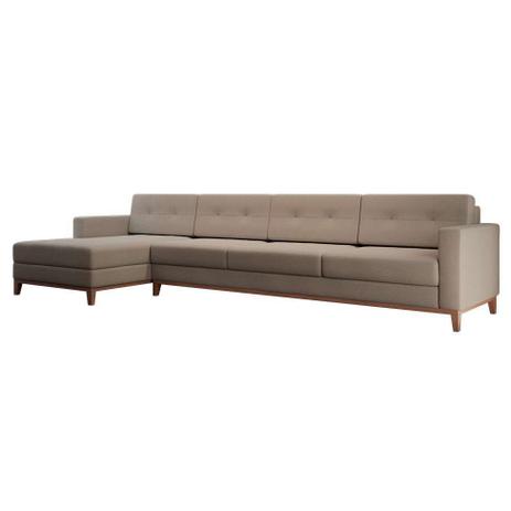 Sofá 4 Lugares Living com Chaise Pés e Base em Madeira Linho Cotton Bege - Mobly é boa?