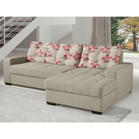 Sofá 4 Lugares Pamplona Chaise Direita Tecido Jacquard Premium Menor preço em Sofá 4 Lugares Pamplona Chaise Direita Tecido Jacquard Premium
