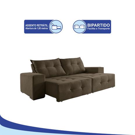 Sofá 4 Lugares Reclinável e Assento Retrátil 2,70 mts Isis Suede Marrom Sofá Mix Menor preço em Sofá 4 Lugares Reclinável e Assento Retrátil 2,70 mts Isis Suede Marrom Sofá Mix