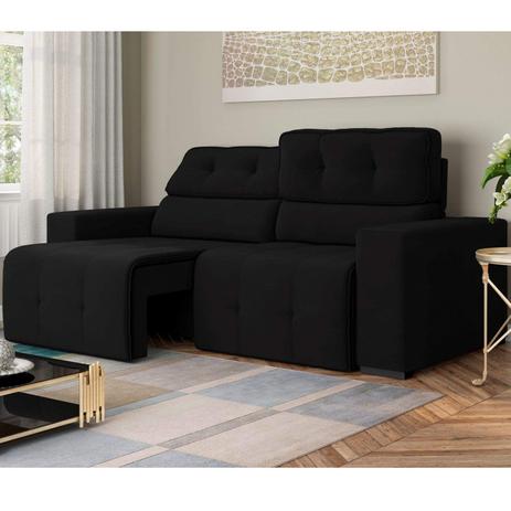 Sofá 4 Lugares Retrátil e Reclinável Suede Veludo London Espresso Móveis Preto Menor preço em Sofá 4 Lugares Retrátil e Reclinável Suede Veludo London Espresso Móveis Preto