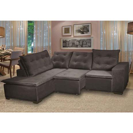 Sofá 5 Lugares Canto 254x212Cm Toronto Retrátil e Reclinável c/Chaise Pillow e Molas Cinza/Marrom - Megasul é ruim? Sofá 5 Lugares Canto 254x212Cm Toronto Retrátil e Reclinável c/Chaise Pillow e Molas Cinza/Marrom - Megasul é boa?