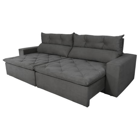 Sofá 5 Lugares Gigante Supremo 2,70m com Pillow Retrátil e Reclinável Veludo Cinza - RIFLETTI ESTOFADOS Menor preço em Sofá 5 Lugares Gigante Supremo 2,70m com Pillow Retrátil e Reclinável Veludo Cinza - RIFLETTI ESTOFADOS