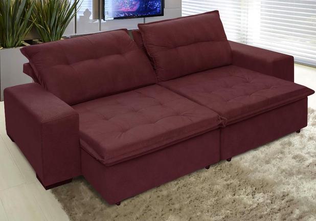 Sofá Austrália 2,52 Mts Retrátil e Reclinavel Tecido Suede Pluma Vinho - Moveis Marfim - Moveis marfim s.e é boa?