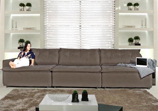 Sofá Austrália 4,12 Mts Retrátil e Reclinavel com Molas no Assento Tecido Suede Pluma Café - Moveis Marfim - Moveis marfim s.e Menor preço em Sofá Austrália 4,12 Mts Retrátil e Reclinavel com Molas no Assento Tecido Suede Pluma Café - Moveis Marfim - Moveis marfim s.e