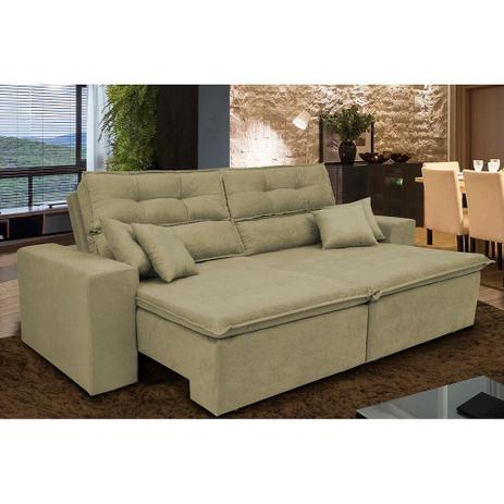 Sofá Cairo. 2,02m Retrátil, Reclinável com Molas no Assento e 4 Almofadas Tecido Suede Café - Cama inbox é boa?