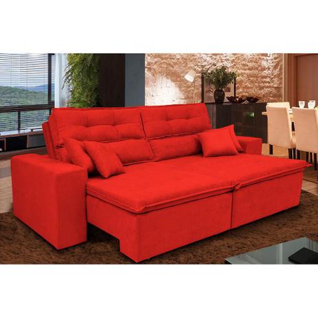 Sofá Cairo 2,02m Retrátil, Reclinável com Molas no Assento e 4 Almofadas Tecido Suede Vermelho - Cama InBox Menor preço em Sofá Cairo 2,02m Retrátil, Reclinável com Molas no Assento e 4 Almofadas Tecido Suede Vermelho - Cama InBox