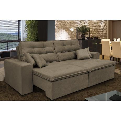 Sofá Cairo 2,02m Retrátil, Reclinável Tecido Suede Castor - CAMA INBOX Menor preço em Sofá Cairo 2,02m Retrátil, Reclinável Tecido Suede Castor - CAMA INBOX