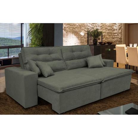 Sofá Cairo 2,32m Retrátil, Reclinável com Molas no Assento e 4 Almofadas Tecido Suede Cinza - Cama InBox Menor preço em Sofá Cairo 2,32m Retrátil, Reclinável com Molas no Assento e 4 Almofadas Tecido Suede Cinza - Cama InBox