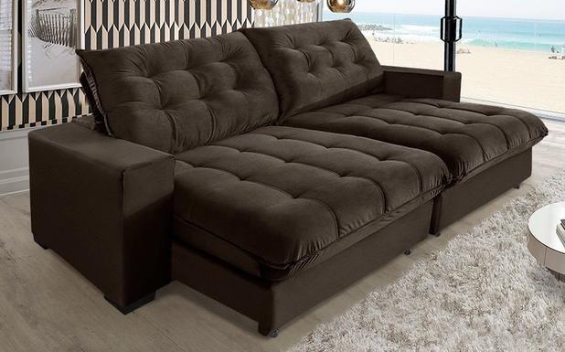 Sofá Califórnia Molas Ensacadas e Pillow Top 2,90m Café - Sofá Casa Menor preço em Sofá Califórnia Molas Ensacadas e Pillow Top 2,90m Café - Sofá Casa