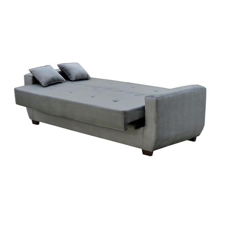 Sofá-Cama 3 Lugares Casal Roberta Veludo Cinza - Matrix Menor preço em Sofá-Cama 3 Lugares Casal Roberta Veludo Cinza - Matrix