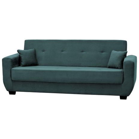 Sofá Cama Casal com Pés de Madeira Roberta Veludo Chumbo - Matrix Menor preço em Sofá Cama Casal com Pés de Madeira Roberta Veludo Chumbo - Matrix