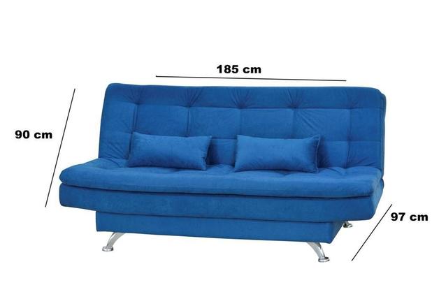 Sofá Cama Casal Reclinável Salomé - Azul suede amassado - Matrix Menor preço em Sofá Cama Casal Reclinável Salomé - Azul suede amassado - Matrix