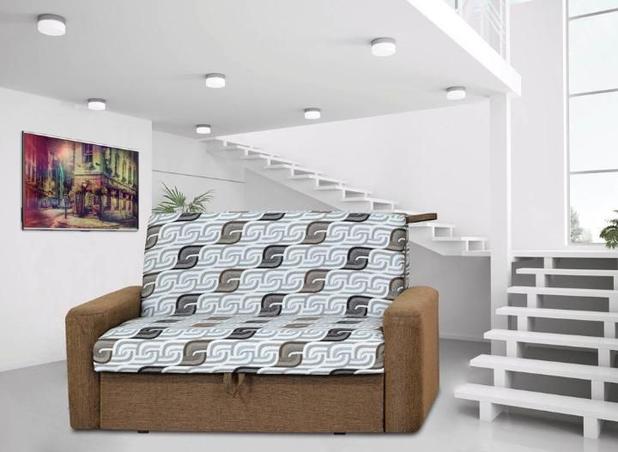 Sofá Cama com Baú Carol - Marrom c/ estampa - Matrix é boa?