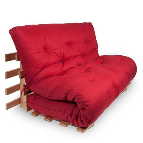 Sofá Cama Futon Japonês Casal com Estrutura Bordô - Futon design Menor preço em Sofá Cama Futon Japonês Casal com Estrutura Bordô - Futon design