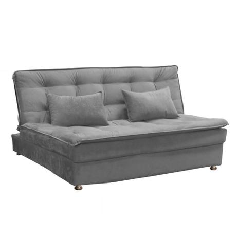 Sofá Cama Reclinável Penélope com Almofadas Suede - Cinza - Matrix Menor preço em Sofá Cama Reclinável Penélope com Almofadas Suede - Cinza - Matrix
