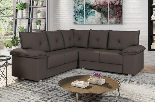 Sofá de Canto 5 Lugares Espanha Luizzi Suede 200x200 Marrom - BEST HOUSE Menor preço em Sofá de Canto 5 Lugares Espanha Luizzi Suede 200x200 Marrom - BEST HOUSE