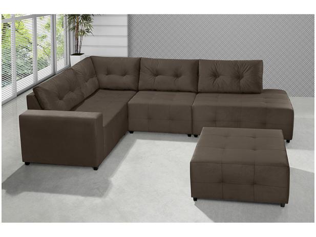 Sofá De Canto 5 Lugares Suede Com Puff Reta Moderna Sofá De Canto 5 Lugares Suede Com Puff Reta Moderna American Comfort