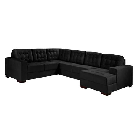 Sofá de Canto 6 Lugares Direito com Chaise Marrocos Suede Preto - Mobly é boa?