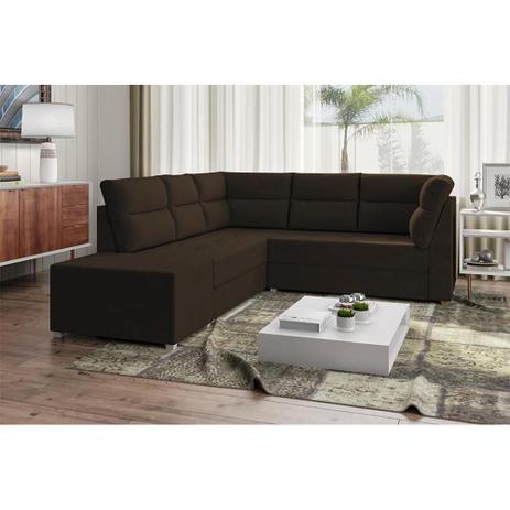 Sofá de Canto Layon 1,30 mts X 1,80 mts + Puff 0,50cm Tecido Suede Marrom Café - Best house Menor preço em Sofá de Canto Layon 1,30 mts X 1,80 mts + Puff 0,50cm Tecido Suede Marrom Café - Best house