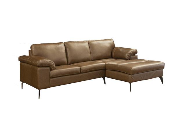 Sofá de Couro Asti 2 lugares com Chaise Direita - Marrom Bicolor - Mempra design Menor preço em Sofá de Couro Asti 2 lugares com Chaise Direita - Marrom Bicolor - Mempra design