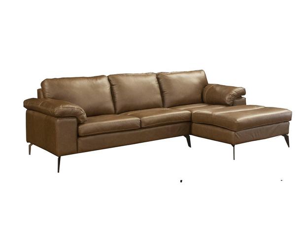 Sofá de Couro Asti 3 lugares com Chaise Direita - Marrom Bicolor - Mempra design Menor preço em Sofá de Couro Asti 3 lugares com Chaise Direita - Marrom Bicolor - Mempra design