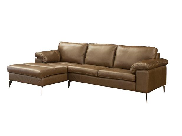 Sofá de Couro Asti 3 lugares com Chaise Esquerda - Marrom Bicolor - Mempra Design Menor preço em Sofá de Couro Asti 3 lugares com Chaise Esquerda - Marrom Bicolor - Mempra Design